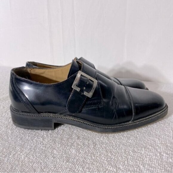 Vintage Pegabo Black Leather Monk Strap Dress Shoes 40 - Picture 1 of 12